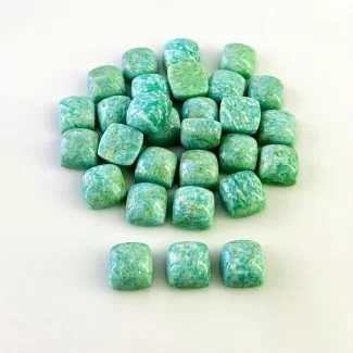 Amazonite Smooth Square Cushion Shape AA Grade Cabochon Parcel - 10mm - 30 Pc. - 160.45 Cts.