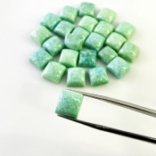 146.4 Carat Amazonite 10mm Smooth Square Shape AA Grade Cabochons Parcel - Total 24 Pcs.