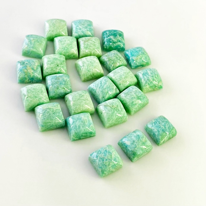 146.4 Carat Amazonite 10mm Smooth Square Shape AA Grade Cabochons Parcel - Total 24 Pcs.