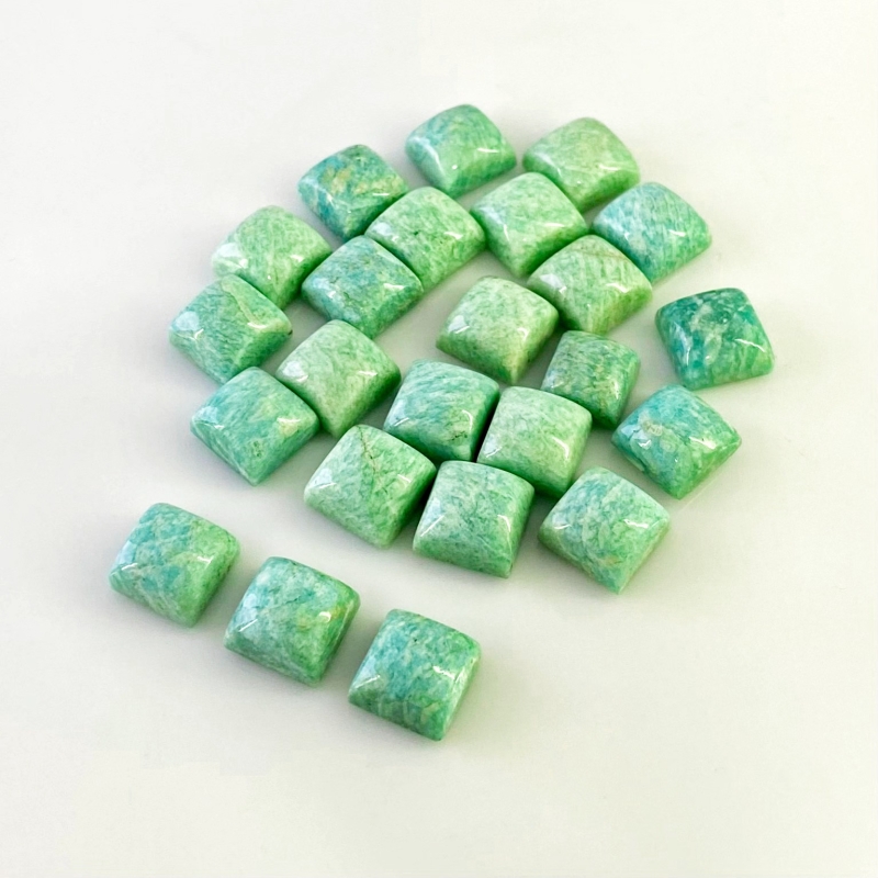 146.4 Carat Amazonite 10mm Smooth Square Shape AA Grade Cabochons Parcel - Total 24 Pcs.