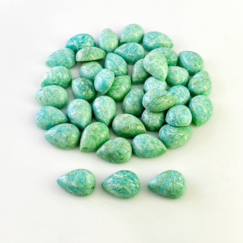 230.1 Carat Amazonite 14x10mm Smooth Pear Shape AA Grade Cabochons Parcel - Total 39 Pcs.
