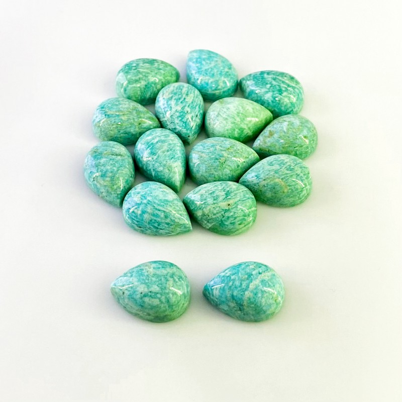 183.6 Carat Amazonite 18x13mm Smooth Pear Shape AA Grade Cabochons Parcel - Total 15 Pcs.