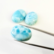 94.60 Carat Larimar 25x18mm Smooth Oval Shape AA Grade Cabochons Parcel - Total 3 Pcs.