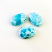 94.60 Carat Larimar 25x18mm Smooth Oval Shape AA Grade Cabochons Parcel - Total 3 Pcs.