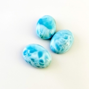 94.60 Carat Larimar 25x18mm Smooth Oval Shape AA Grade Cabochons Parcel - Total 3 Pcs.