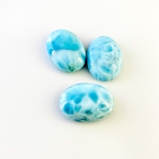 94.60 Carat Larimar 25x18mm Smooth Oval Shape AA Grade Cabochons Parcel - Total 3 Pcs.