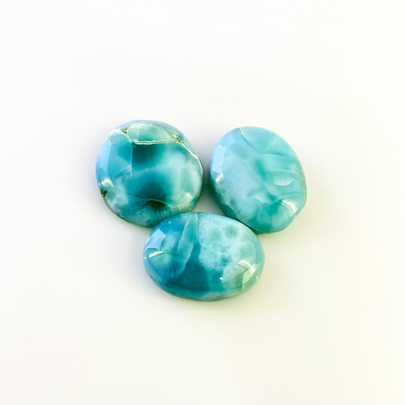 81.10 Carat Larimar 23x16-23x21mm Smooth Oval Shape AA Grade Cabochons Parcel - Total 3 Pcs.