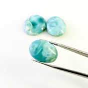81.10 Carat Larimar 23x16-23x21mm Smooth Oval Shape AA Grade Cabochons Parcel - Total 3 Pcs.