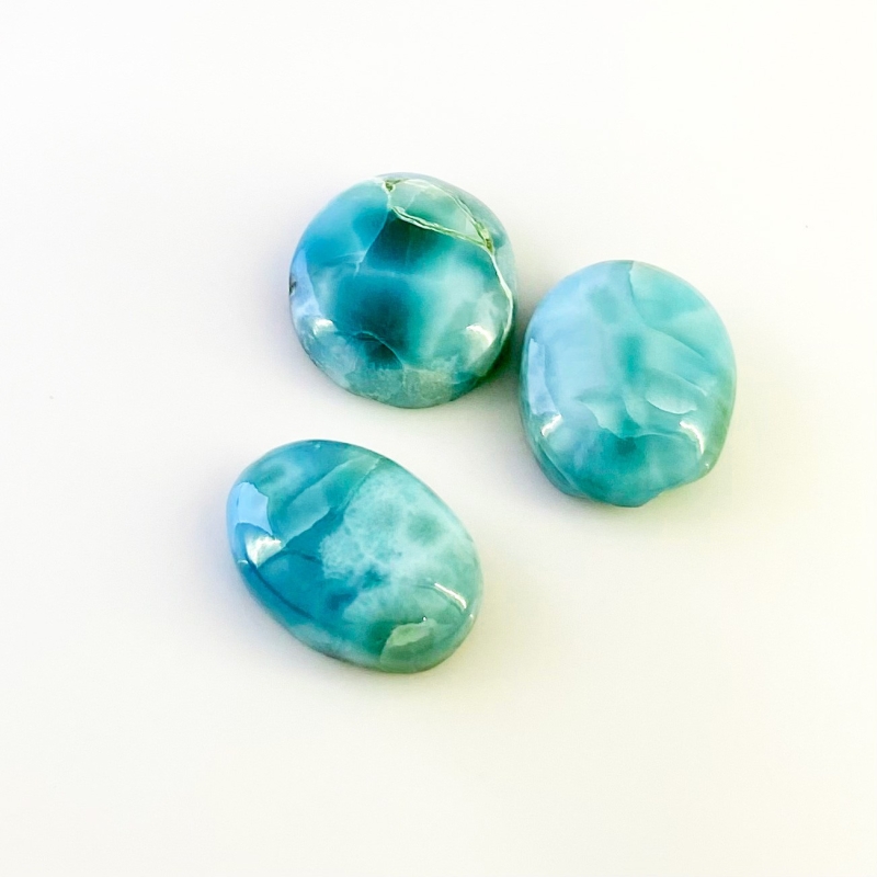 81.10 Carat Larimar 23x16-23x21mm Smooth Oval Shape AA Grade Cabochons Parcel - Total 3 Pcs.