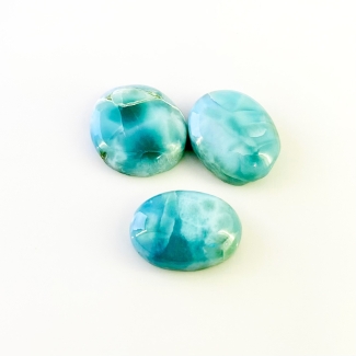 81.10 Carat Larimar 23x16-23x21mm Smooth Oval Shape AA Grade Cabochons Parcel - Total 3 Pcs.