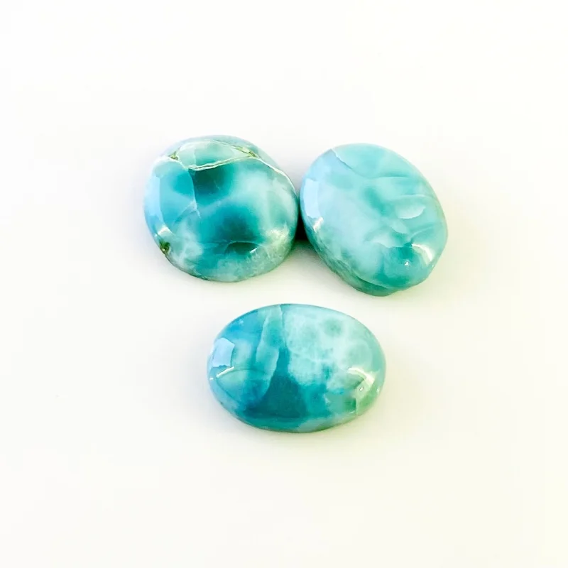 81.10 Carat Larimar 23x16-23x21mm Smooth Oval Shape AA Grade Cabochons Parcel - Total 3 Pcs.