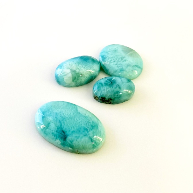 83.95 Carat Larimar 18x11.5-30x19mm Smooth Oval Shape AA Grade Cabochons Parcel - Total 4 Pcs.