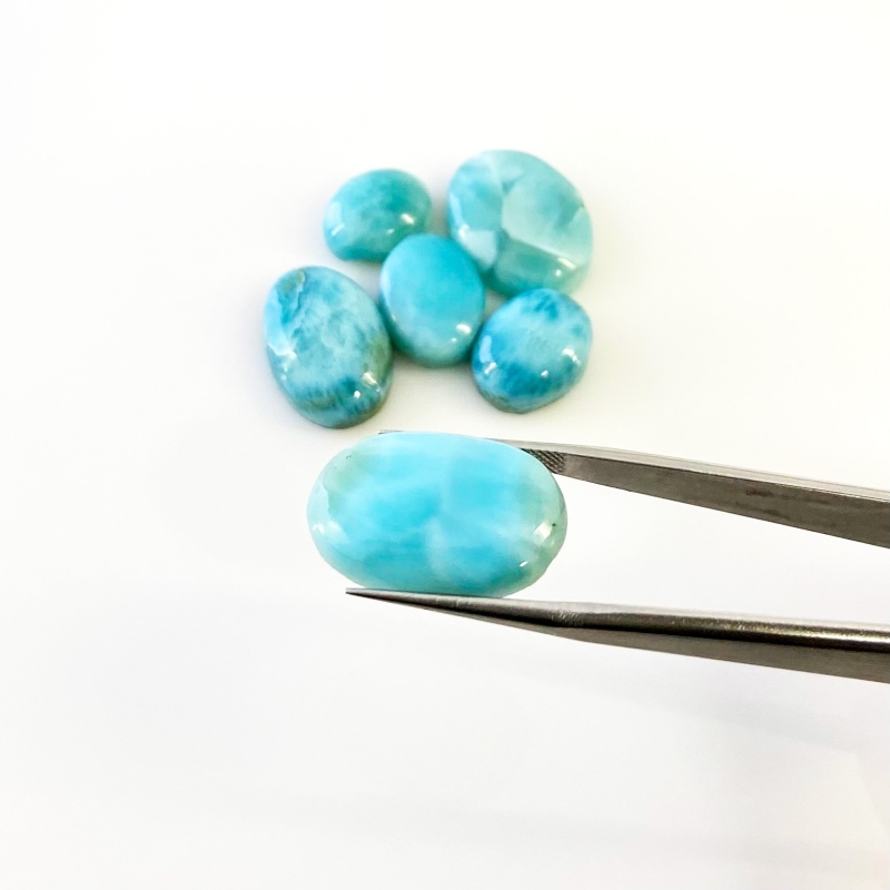62.05 Carat Larimar 12.5x10-21x14mm Smooth Oval Shape AA Grade Cabochons Parcel - Total 6 Pcs.