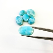 62.05 Carat Larimar 12.5x10-21x14mm Smooth Oval Shape AA Grade Cabochons Parcel - Total 6 Pcs.