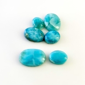62.05 Carat Larimar 12.5x10-21x14mm Smooth Oval Shape AA Grade Cabochons Parcel - Total 6 Pcs.