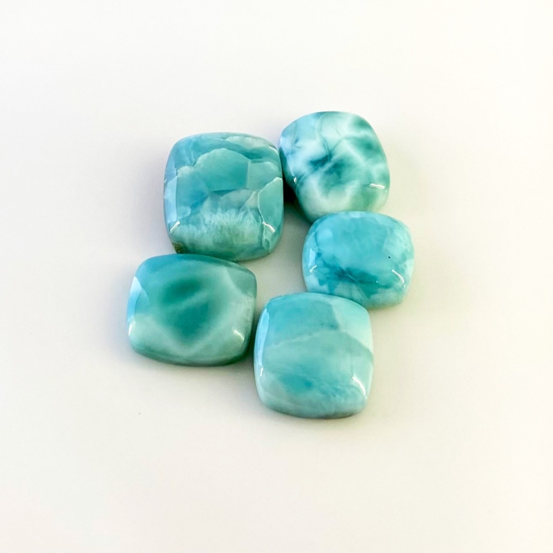 91.3 Carat Larimar 15.5x13.5-19.5x17mm Smooth Cushion Shape AA Grade Cabochons Parcel - Total 5 Pcs.