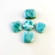 91.3 Carat Larimar 15.5x13.5-19.5x17mm Smooth Cushion Shape AA Grade Cabochons Parcel - Total 5 Pcs.