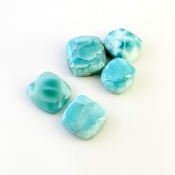 91.3 Carat Larimar 15.5x13.5-19.5x17mm Smooth Cushion Shape AA Grade Cabochons Parcel - Total 5 Pcs.
