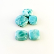 91.3 Carat Larimar 15.5x13.5-19.5x17mm Smooth Cushion Shape AA Grade Cabochons Parcel - Total 5 Pcs.