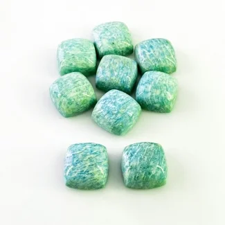 120.50 Cts. Amazonite 14mm Smooth Square Cushion Shape AA Grade Cabochons Parcel - Total 9 Pcs.