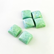 111.15 Cts. Amazonite 15mm Smooth Square Shape AA Grade Cabochons Parcel - Total 6 Pcs.