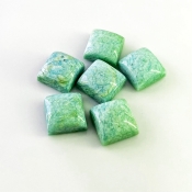 111.15 Cts. Amazonite 15mm Smooth Square Shape AA Grade Cabochons Parcel - Total 6 Pcs.