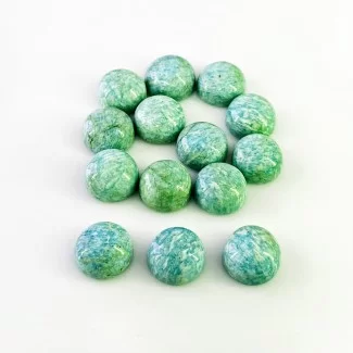 157 Carat Amazonite 14mm Smooth Round Shape AA Grade Cabochons Parcel - Total 14 Pcs.