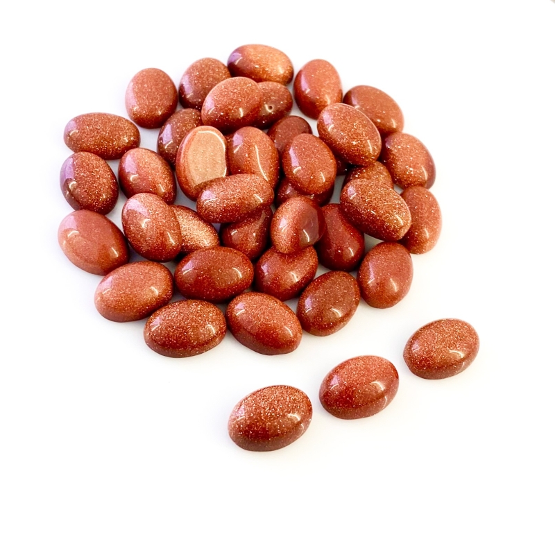 261.10 Cts. Sand Stone 14x10mm Smooth Oval Shape AAA Grade Cabochons Parcel - Total 40 Pcs.