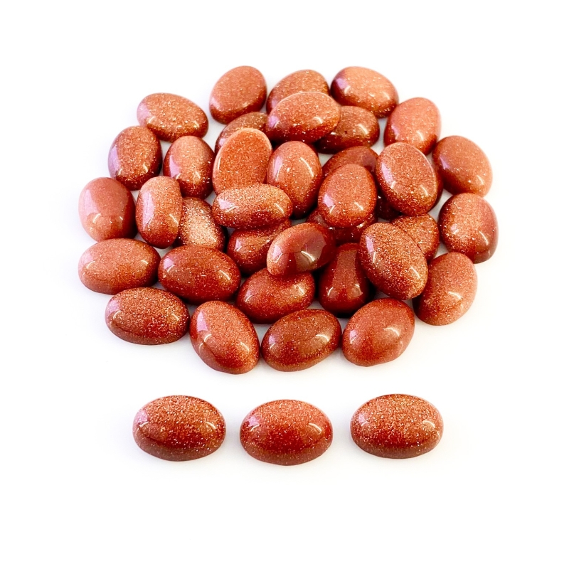 261.10 Cts. Sand Stone 14x10mm Smooth Oval Shape AAA Grade Cabochons Parcel - Total 40 Pcs.