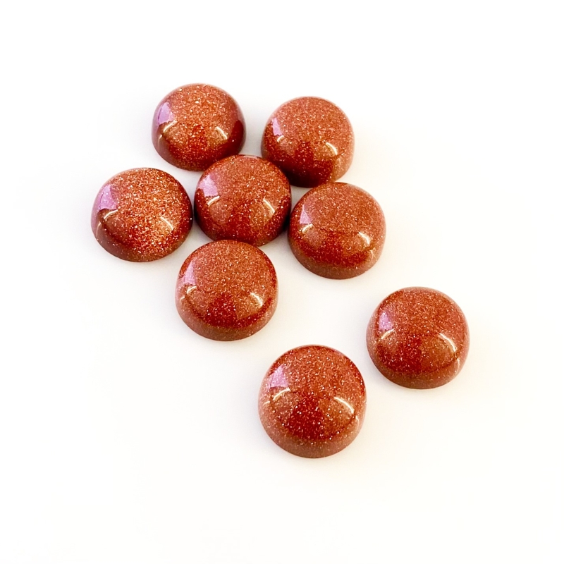 108.55 Cts. Sand Stone 15mm Smooth Round Shape AAA Grade Cabochons Parcel - Total 8 Pcs.