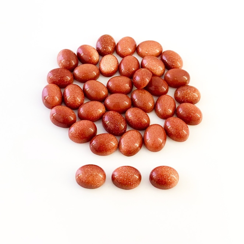 76.25 Cts. Sand Stone 9x7mm Smooth Oval Shape AAA Grade Cabochons Parcel - Total 35 Pcs.