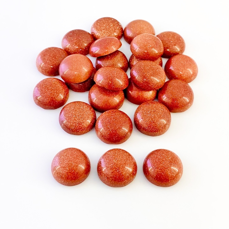 219 Cts. Sand Stone 14mm Smooth Round Shape AAA Grade Cabochons Parcel - Total 24 Pcs.