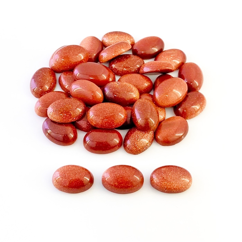 185.25 Cts. Sand Stone 14x10mm Smooth Oval Shape AAA Grade Cabochons Parcel - Total 35 Pcs.