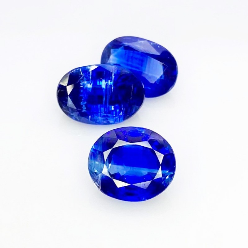 Kyanite Faceted Oval Shape A+ Grade Gemstone Parcel - 11x9.5-12x8.5mm - 3 Pc. - 14.58 Cts.