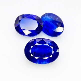 15.52 Cts. Kyanite 11x9-12.5x9.5mm Faceted Oval Shape A+ Grade Gemstones Parcel - Total 3 Pcs.