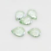 17 Carat Green Amethyst 11.5x9-12x9mm Rose Cut Pear Shape AAA Grade Cabochons Parcel - Total 5 Pcs.