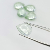 17 Carat Green Amethyst 11.5x9-12x9mm Rose Cut Pear Shape AAA Grade Cabochons Parcel - Total 5 Pcs.