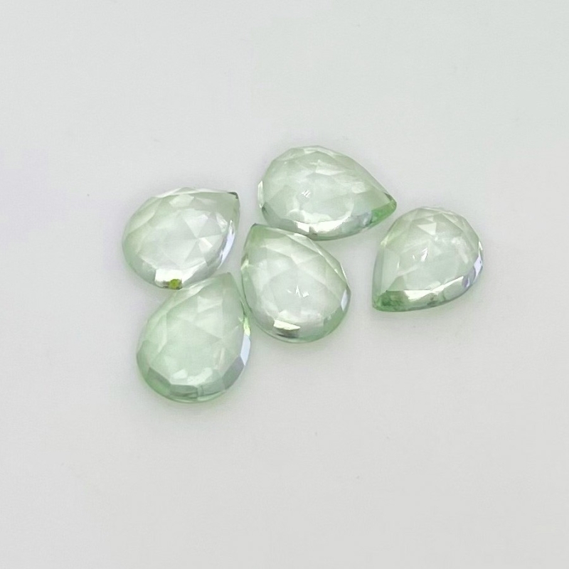 17 Carat Green Amethyst 11.5x9-12x9mm Rose Cut Pear Shape AAA Grade Cabochons Parcel - Total 5 Pcs.