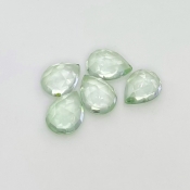 17 Carat Green Amethyst 11.5x9-12x9mm Rose Cut Pear Shape AAA Grade Cabochons Parcel - Total 5 Pcs.