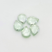 17 Carat Green Amethyst 11.5x9-12x9mm Rose Cut Pear Shape AAA Grade Cabochons Parcel - Total 5 Pcs.