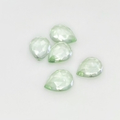 17 Carat Green Amethyst 11.5x9-12x9mm Rose Cut Pear Shape AAA Grade Cabochons Parcel - Total 5 Pcs.