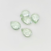 17 Carat Green Amethyst 11.5x9-12x9mm Rose Cut Pear Shape AAA Grade Cabochons Parcel - Total 5 Pcs.