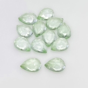 31.40 Carat Green Amethyst 11x8mm Rose Cut Pear Shape AAA Grade Cabochons Parcel - Total 12 Pcs.