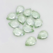 31.40 Carat Green Amethyst 11x8mm Rose Cut Pear Shape AAA Grade Cabochons Parcel - Total 12 Pcs.