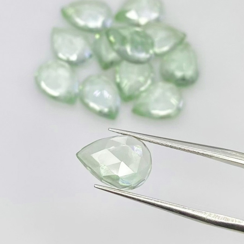 31.40 Carat Green Amethyst 11x8mm Rose Cut Pear Shape AAA Grade Cabochons Parcel - Total 12 Pcs.