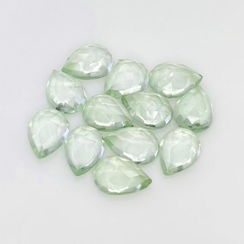 31.40 Carat Green Amethyst 11x8mm Rose Cut Pear Shape AAA Grade Cabochons Parcel - Total 12 Pcs.