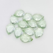 31.40 Carat Green Amethyst 11x8mm Rose Cut Pear Shape AAA Grade Cabochons Parcel - Total 12 Pcs.