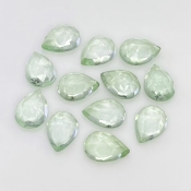 31.40 Carat Green Amethyst 11x8mm Rose Cut Pear Shape AAA Grade Cabochons Parcel - Total 12 Pcs.