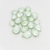 35.25 Carat Green Amethyst 8.5x6.5-12.5x9mm Rose Cut Pear Shape AAA Grade Cabochons Parcel - Total 19 Pcs.
