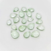 35.25 Carat Green Amethyst 8.5x6.5-12.5x9mm Rose Cut Pear Shape AAA Grade Cabochons Parcel - Total 19 Pcs.